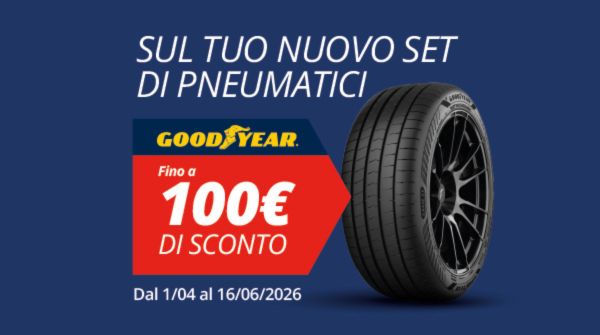 Sconto fino a 100€ sul tuo nuovo set di pneumatici